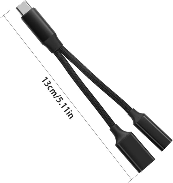 NÖRDIC USB-C til USB-A og USB-C PD60W ladeadapter 13cm