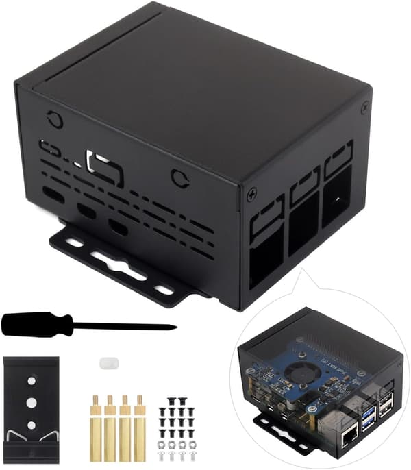 Waveshare Industrikapsling i metall (D) for Raspberry Pi 5