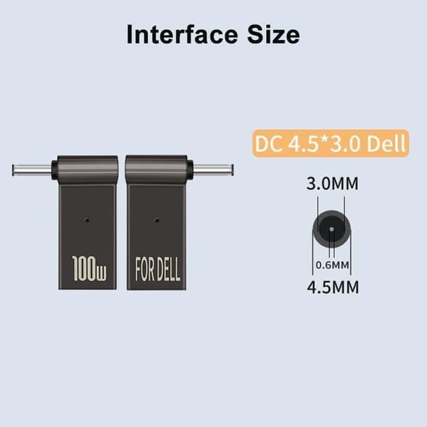 NÖRDIC USB-C til Laptop-opladeradapter, USB-C til DC-stik, 100W PD, DC 4,5×3,0mm til DELL