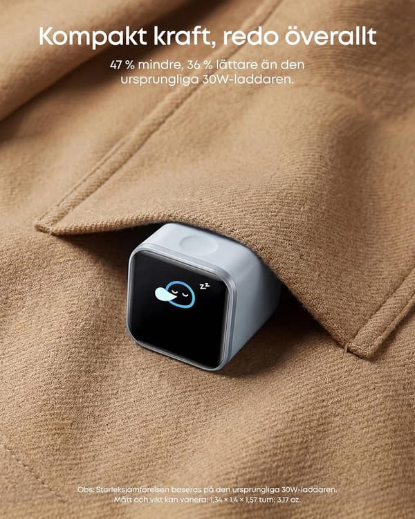 Anker Nano 45W Smart Display Lader 45W hvit