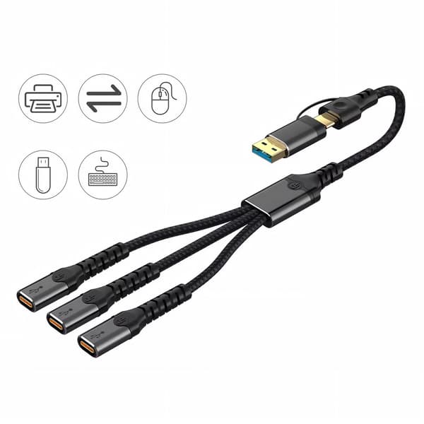 NÖRDIC USB-C/A-keskitin 3xUSB-C:hen
