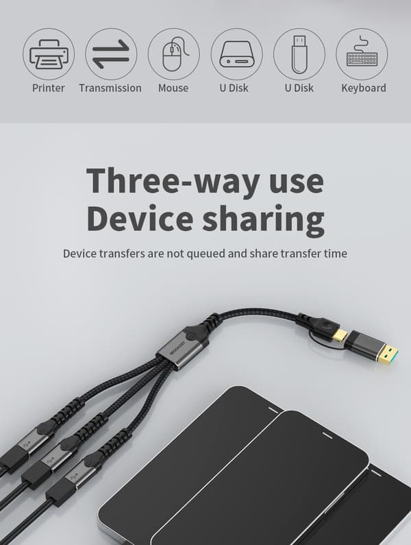 NÖRDIC USB-C/A hubb till 3xUSB-C