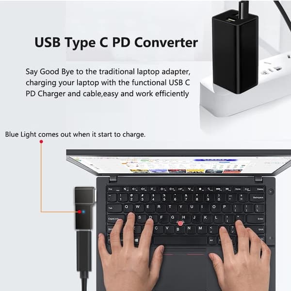 USB-C bærbar ladeadapter DC 4.5 x 3.0mm 100W PD for HP