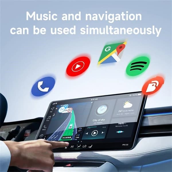 NÖRDIC 2-in-1 langaton Android Carplay -dongeli, Type-C-sovittimella, Plug & Play, WiFi 5.8GHz, tukee iOS 10+ ja Android 11+