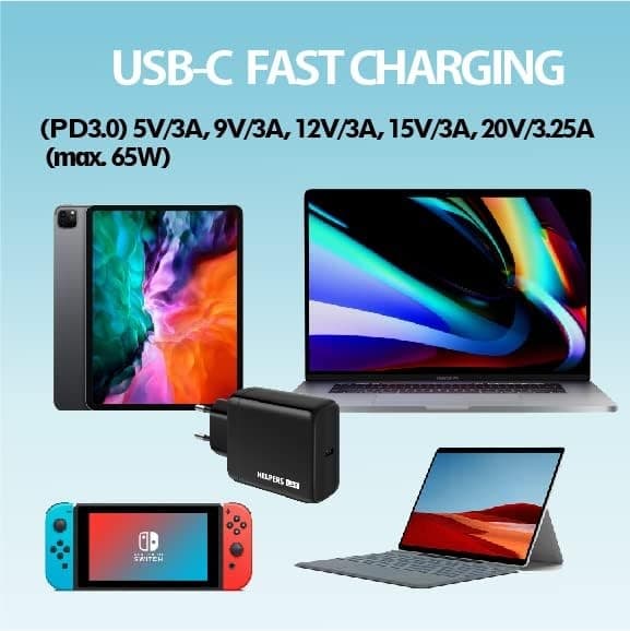 Veggadapter USB-C PD65W Nano