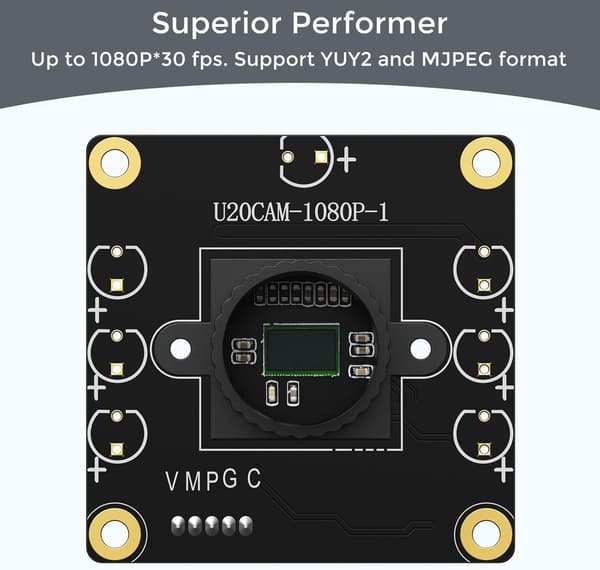 Camera Modul 1080P USB2.0 UVC 130° Wide Angle, Plug & Play for PC, Raspberry Pi, Jetson Nano and SBCs. Supports Windows, Linux, Android and Mac OS.