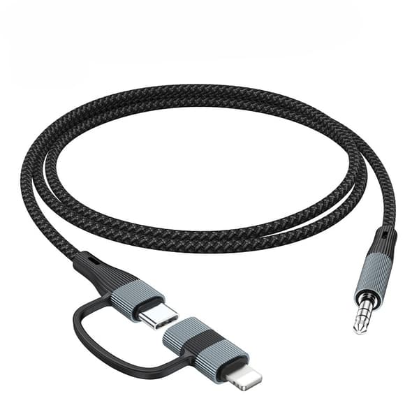 NÖRDIC Audio adapter USB-C/ Lightning til 3.5mm Stereo 13cm