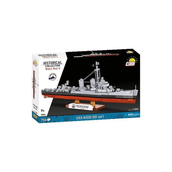 COBI 4866 - USS KIDD DD-661 - GRÅ OCH RÖD BÅT - BYGGSET