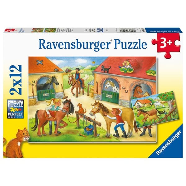 Ravensburger Vakantie op de manege barnpussel - 2 x 12 bitar - Djur