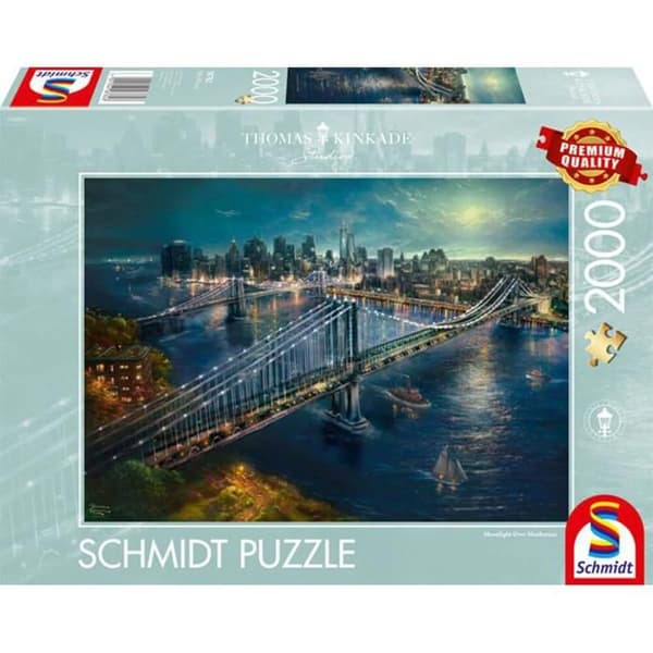 Pussel 2000 bitar: Månsken över Manhattan, Thomas Kinkade