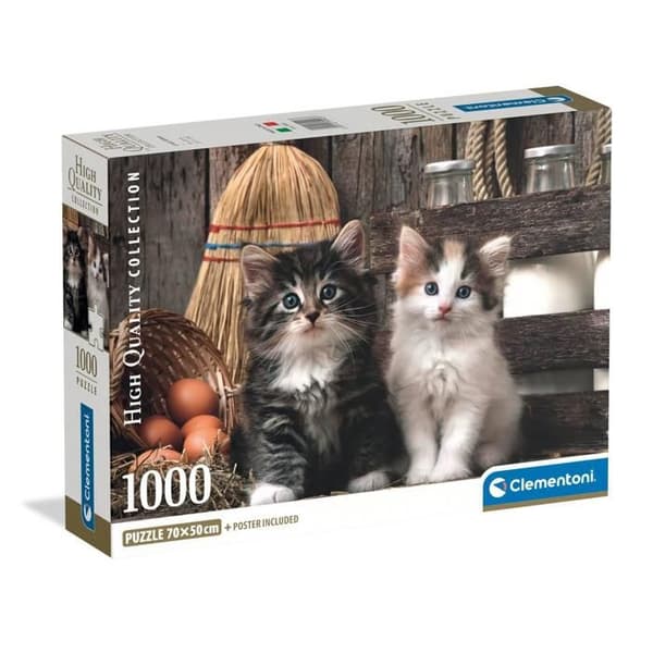 Pussel - CLEMENTONI - Underbara kattungar - 1000 bitar - 70 x 50 cm - Affisch ingår