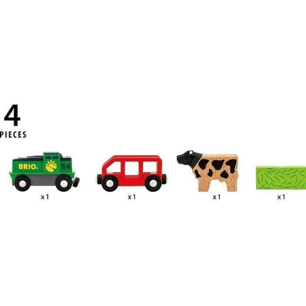 Batteri Farm Train - BRIO - Träkrets - Vagn och magnetlast ingår