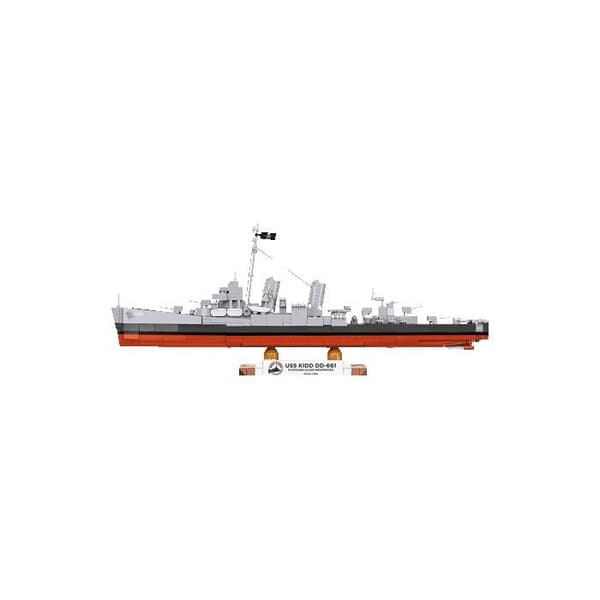 COBI 4866 - USS KIDD DD-661 - GRÅ OCH RÖD BÅT - BYGGSET