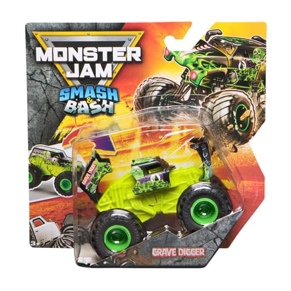 Monster Jam leksaksbil - SPIN MASTER - Smash And Bash 1:64 - Skala 1:64 - Robust design - Från 3 år