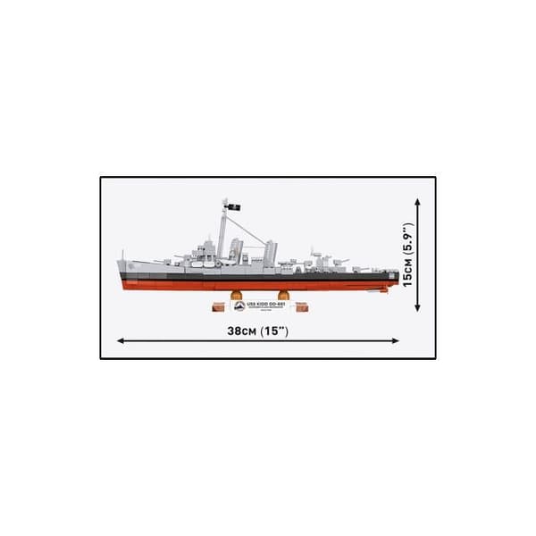 COBI 4866 - USS KIDD DD-661 - GRÅ OCH RÖD BÅT - BYGGSET