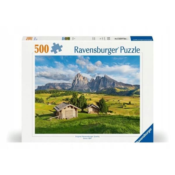Pussel 2D - RAVENSBURGER - Dolomiterna - 500 bitar - Bergslandskap - SoftClick passform