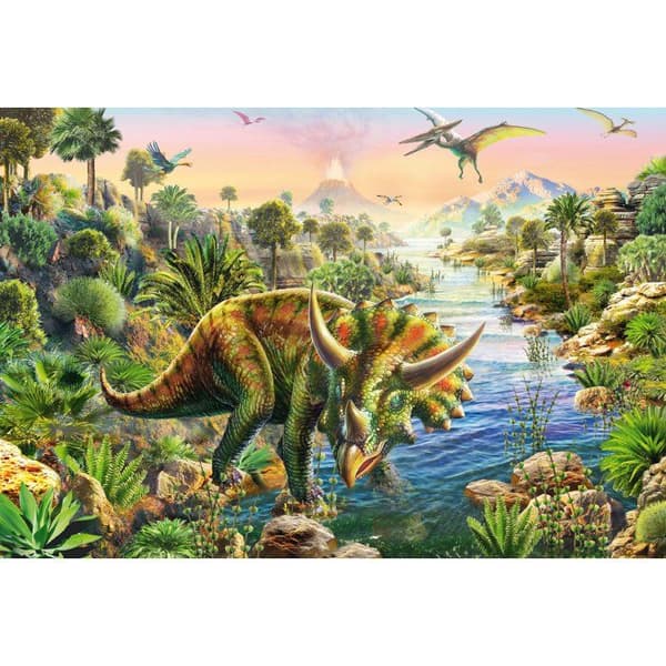 Pussel barn - SCHMIDT - 3 pussel med 48 bitar - Äventyr med dinosaurier - 3x48 bitar