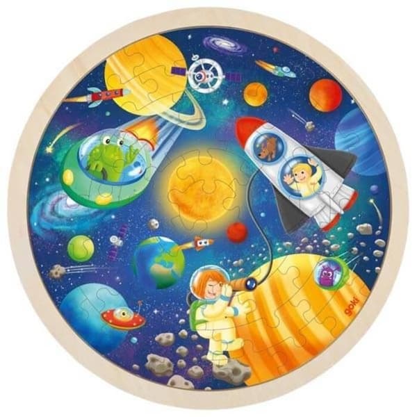 Pussel rund - GOKI - Cosmos - Trä - 57 bitar - Diameter 30 cm