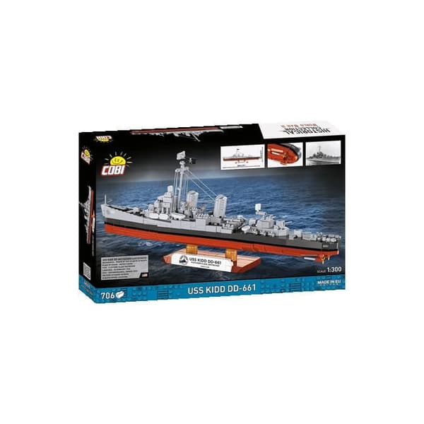 COBI 4866 - USS KIDD DD-661 - GRÅ OCH RÖD BÅT - BYGGSET