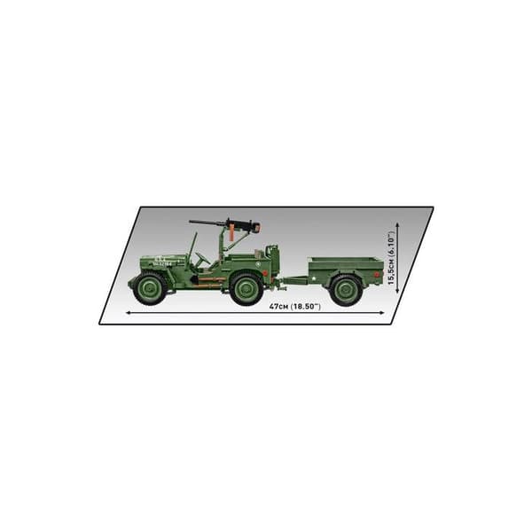 Modell - COBI - Willys MB & Trailer - Grön - Plast - Från 8 år