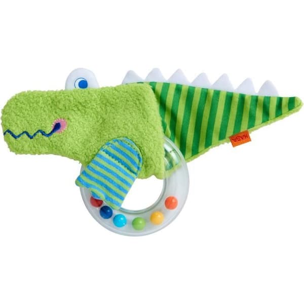Haba hochet Krokodil 18 cm polyester grön 2 delar