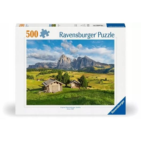 Pussel 2D - RAVENSBURGER - Dolomiterna - 500 bitar - Bergslandskap - SoftClick passform