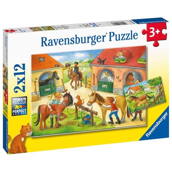 Ravensburger Vakantie op de manege barnpussel - 2 x 12 bitar - Djur
