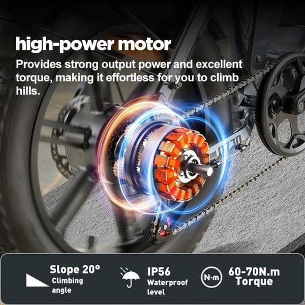 Fällbar elcykel för terräng - BURCHDA - AZ20 - Batteri 48V20AH - Räckvidd 60–70 km - Däck 20×4.0