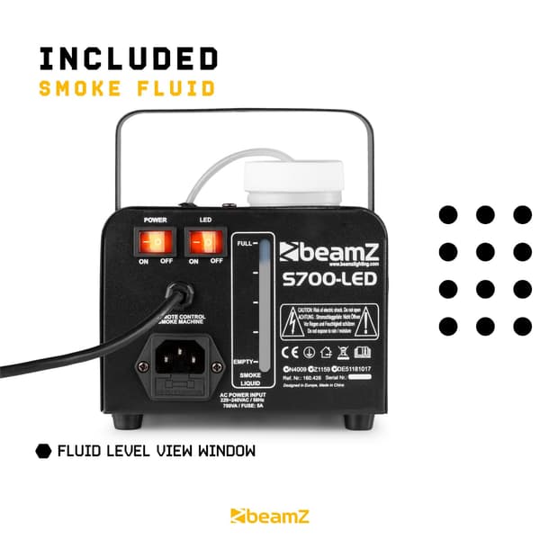 BeamZ S700-LED Rökmaskin med Eld-effekt