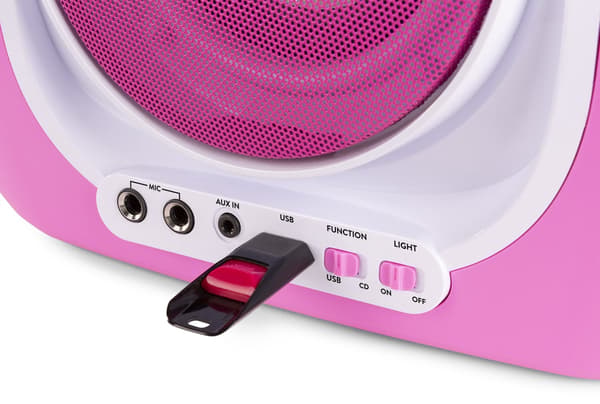 FENTON SBS30P Karaoke System med CD , 2 x mikrofoner, Rosa