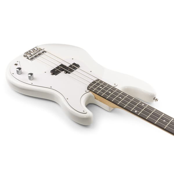Max Gigkit Basgitarr med 40 Watts förstärkare - Gitarrstativ - Gitarrväska - Vit