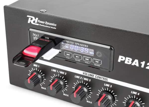 Power Dynamics PBA60 100V, Förstärkare, 60W USB/MP3/BT