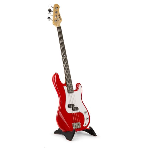 Max Gigkit Basgitarr med 40 Watts förstärkare - Gitarrstativ - Gitarrväska - Röd