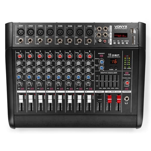 Vonyx AM8A 8 kanals med förstärkare Mixer BT