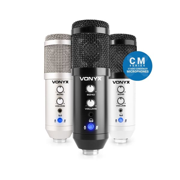 Vonyx CM320S USB Studiomikrofon med bordsställ - Titanium
