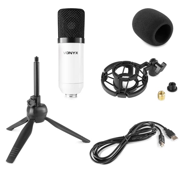 Vonyx CM300W Studio Mikrofon, USB, vit