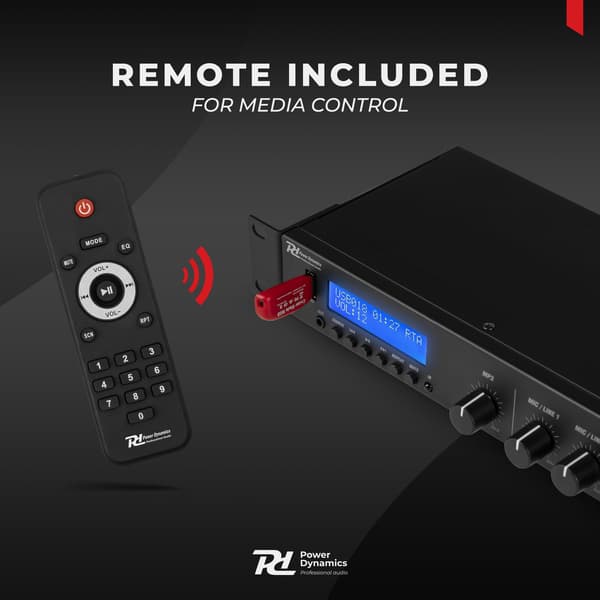 Power Dynamics PDC90 Mediaspelare med Förstärkare – DAB+/USB/BT/MP3