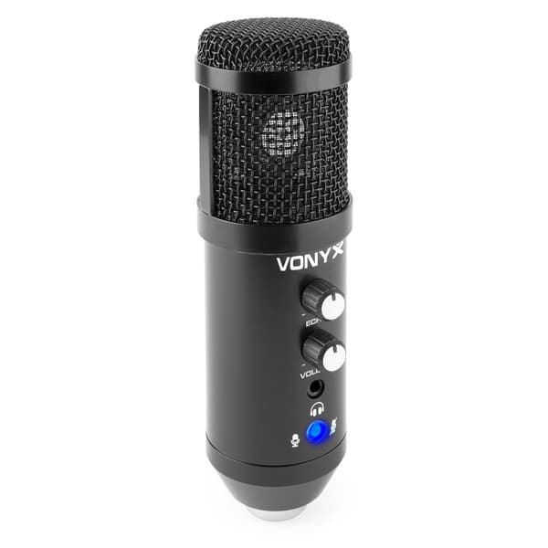 Vonyx CMS320B Studio Mmikrofon set USB svart förg med ekoeffekt