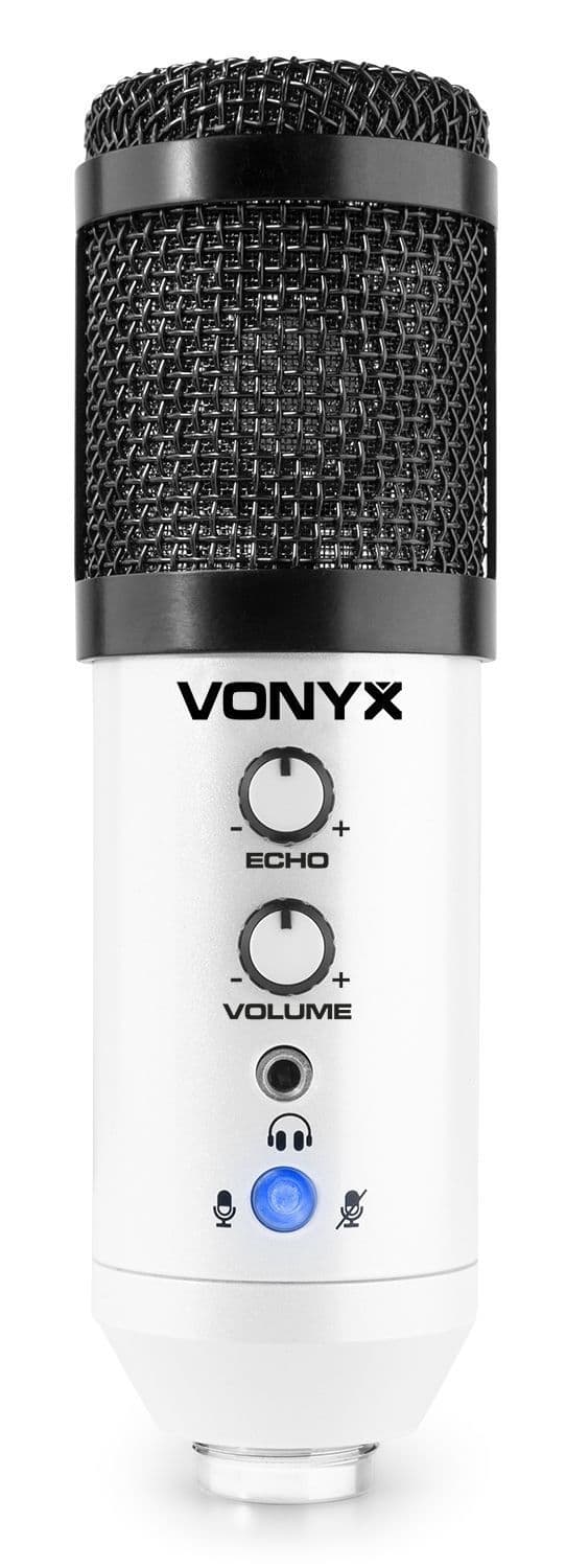 Vonyx CM320W USB Studiomikrofon med bordsställ - Vit