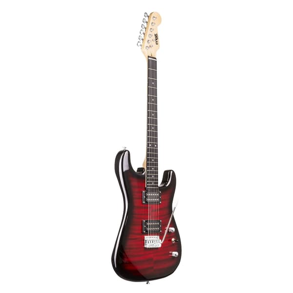 Max GigKit Superstrat Elgitarr med 40W Peak effekt förstärkare och tillbehör - Mörkröd