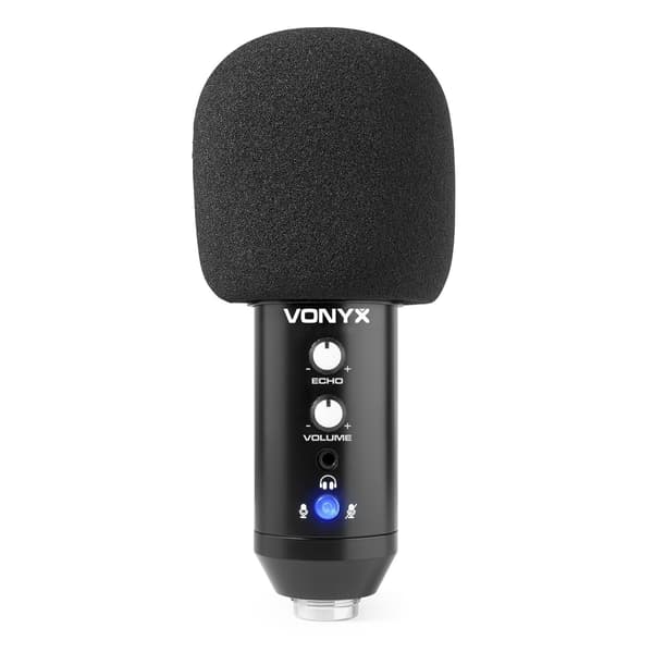 Vonyx CMS320B Studio Mmikrofon set USB svart förg med ekoeffekt