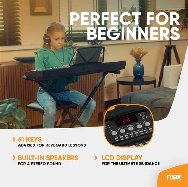Max KB15SET elektroniskt Keyboard 61-tangenter med batteri - Set