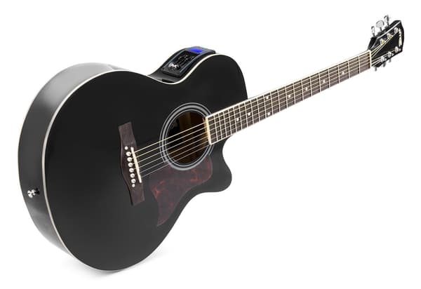 MAXMusic ShowKit Elekrisk stålsträngad akustisk gitarr paket svart