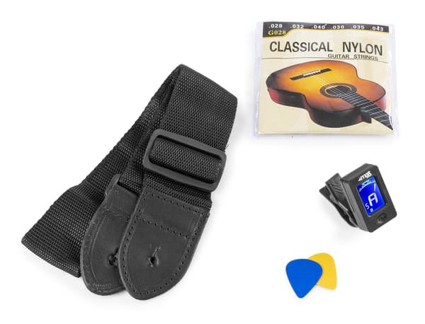MAX SoloArt klassisk akustisk gitarr (39") Startset - Brun (trä)