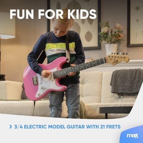 Max GigKit Junior Elgitarrpaket Rosa 3/4