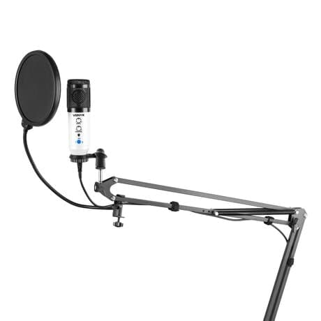 Vonyx CMS320W Studio mikrofon set USB vit färg med ekoeffekt