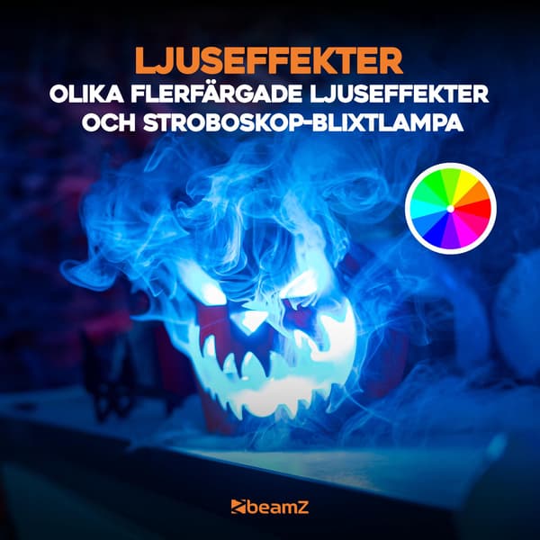 BeamZ Halloween rökmaskin festset - Med klickpumpa - stroboskop och ljuseffekter