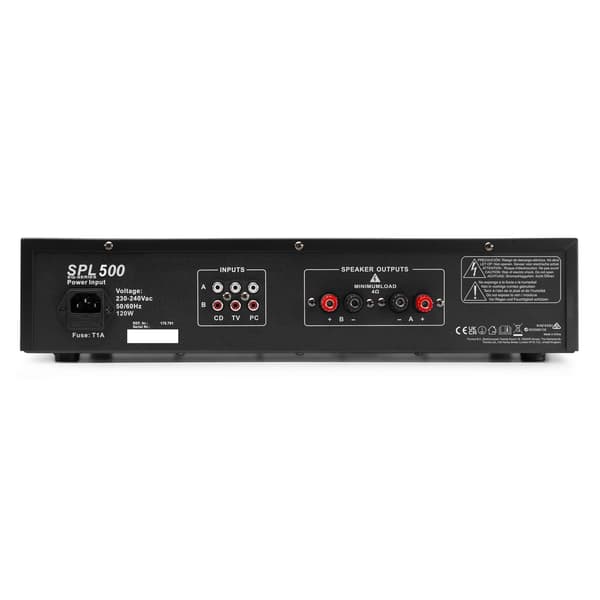 SPL 500 förstärkare 2x 250W Peak Effekt  EQ BLK