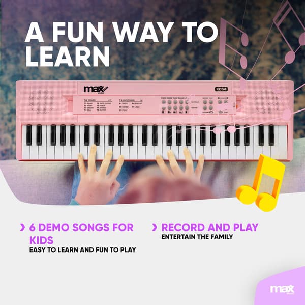 Max KD54 Electronic Keyboard 54-keys med batteri Rosa