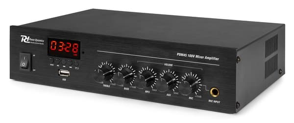 Power Dynamics PDM45 100V Mixer, Förstärkare,45W BT/MP3
